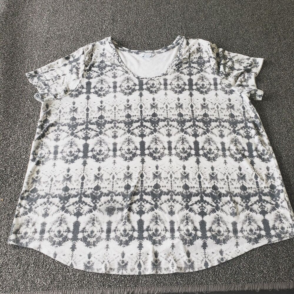 Boutique by JCP T-Shirt Women's 3X Plus Dark Gray Tye Dye All Over Print Soft
